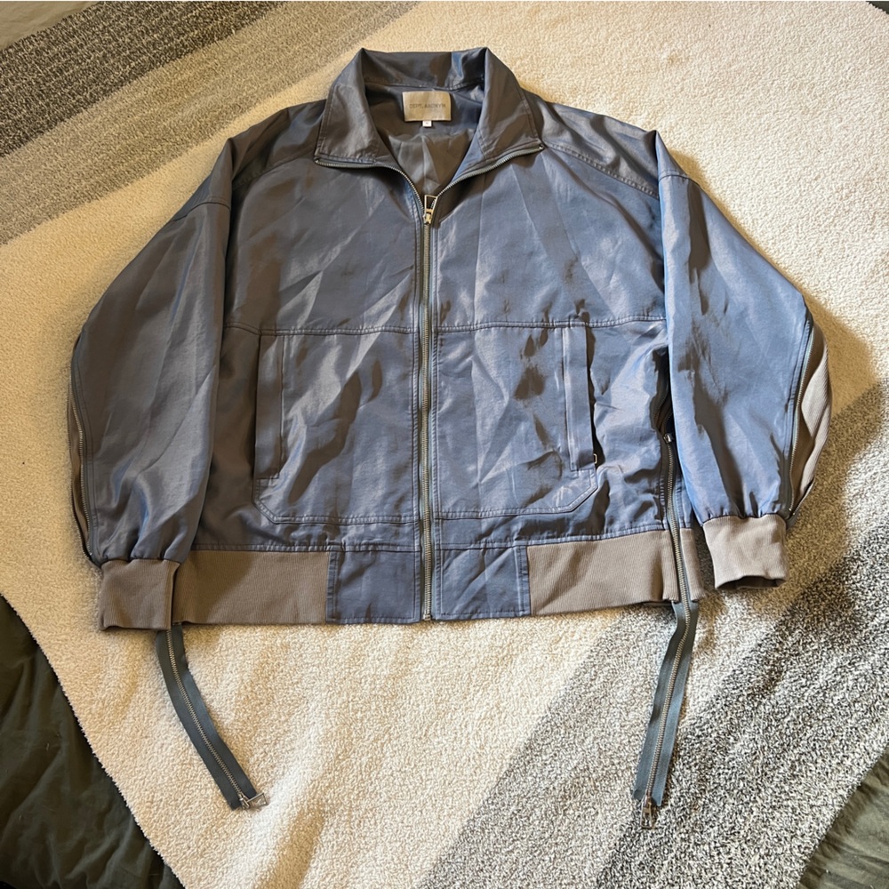 Dept Anonym Jacket Mens Small Gray Zip Bomber Minimal Designer